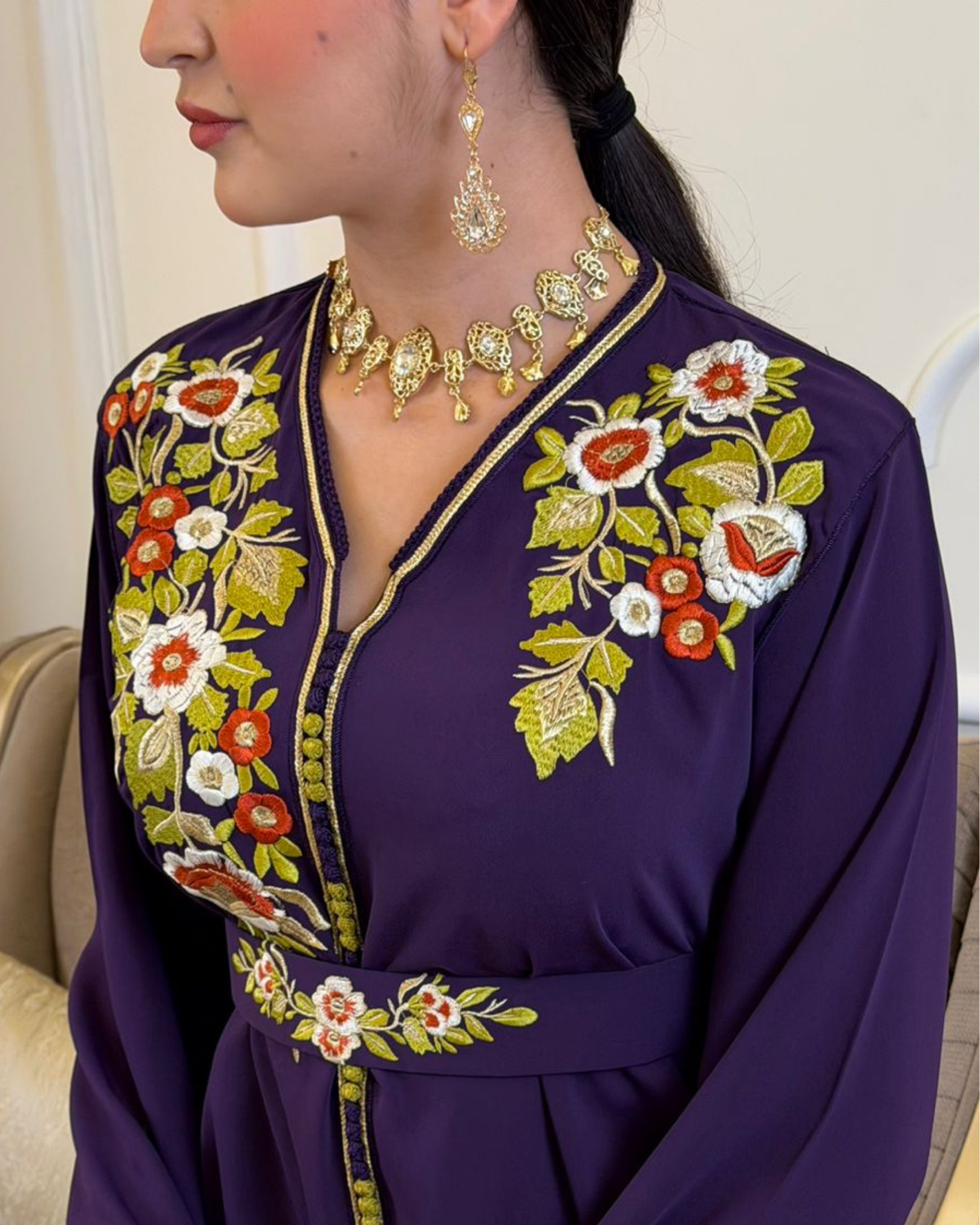 Luxurious Moroccan Crepe Kaftan - Violet ✨