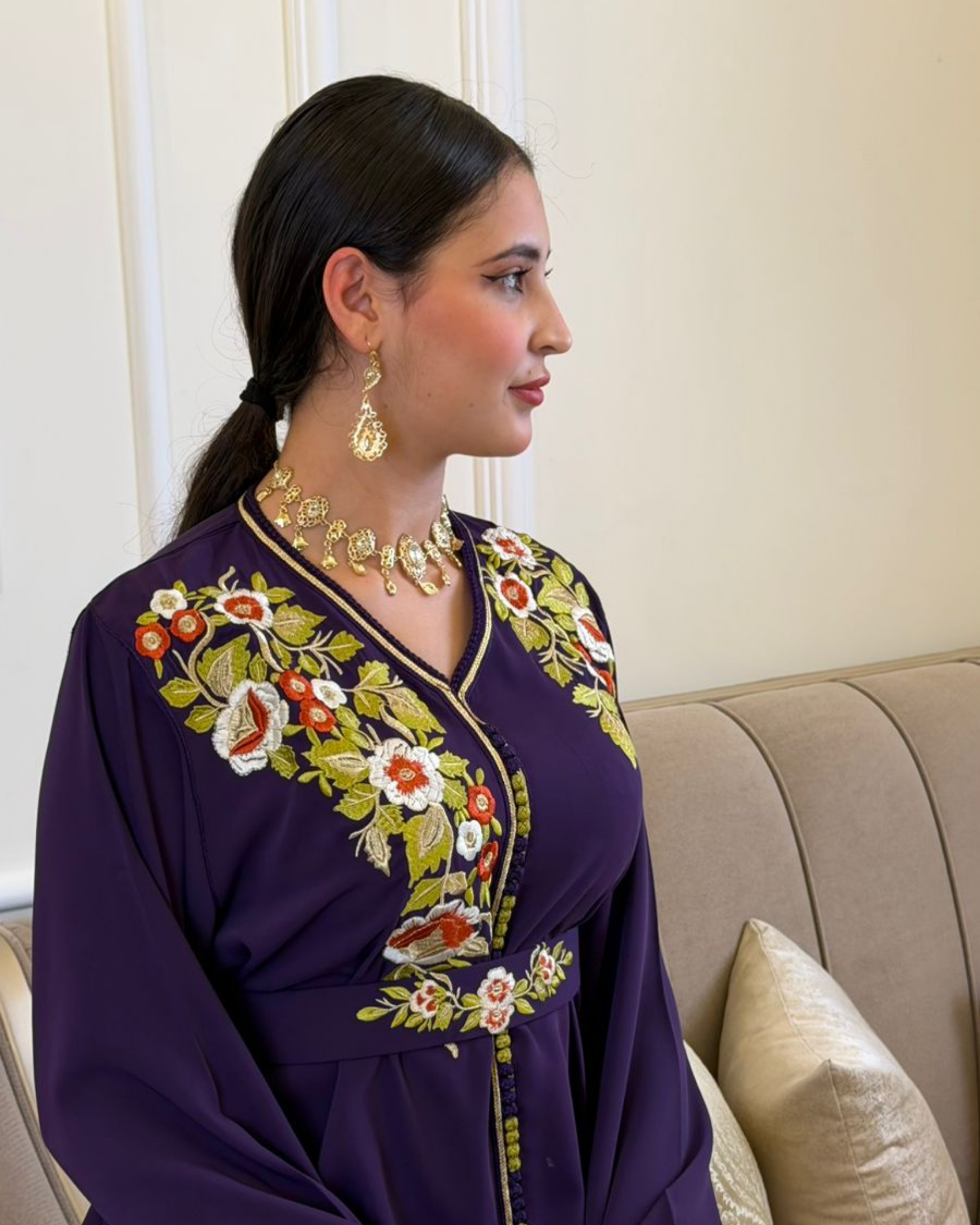 Luxurious Moroccan Crepe Kaftan - Violet ✨